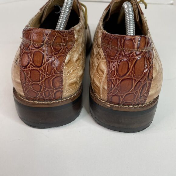 Zota Mens Alligator Oxford Shoes, Size 11, Tan/Brown, Square Toe, Leather 5038 - Picture 8 of 11